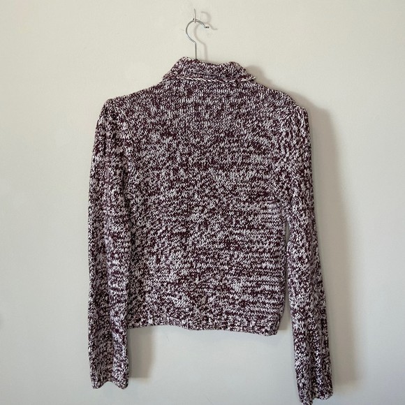 J Crew Brown Knit Crochet Turtleneck Sweater Size Medium - Picture 6 of 8